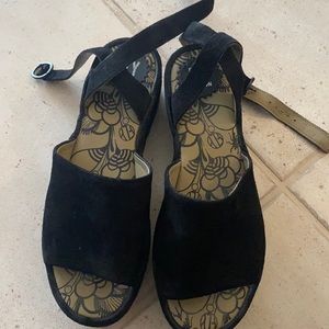 Fly London black suede wedges size 9 (euro 40)